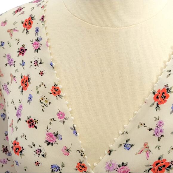 The Kooples Mixed Print Floral 100% Silk Dress White Size Small New With Tag - Picture 10 of 15